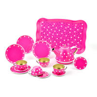 Lovely 14 piece unbreakable tin tea party set toy for kids