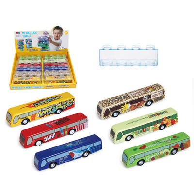 miniature cars 6 styles pull back toys mini new bus with building block