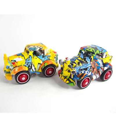metal graffiti friction powered cars push and go cars toy mini set