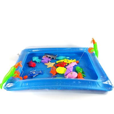 kids pool fishing toys games summer magnetic floating toy magnet pole rod fish net water table bathtub bath game